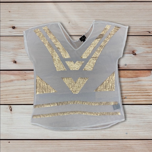 🌸Worthington Sheer Cap Sleeve Top Size Large - Picture 5 of 5